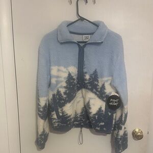 Planet Heart Blue and Cream Fleece Women Top